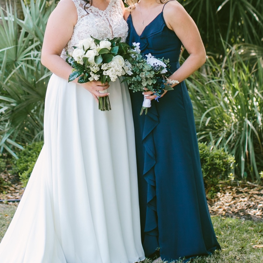 DAVIDS BRIDAL NAVY BLUE BRIDESMAID DRESS